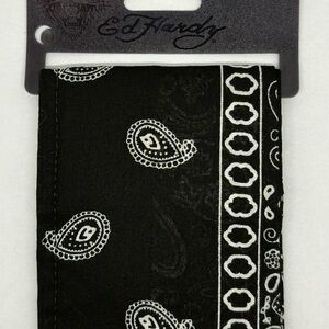 Ed Hardy Black and White Paisley Bandana